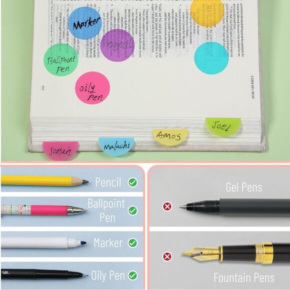 Transparent Sticky Note Set, 560Sheets, Colorful, Round Transparent Sticky Notes - Picture 6 of 8